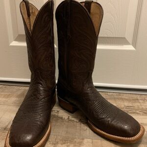 Lucchese Bootmaker Ostrich Square Toe Western Men’s  Boots Size 9D